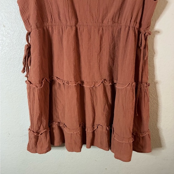 New In Bohemian Rust Sleeveless Tiered Mini Dress M - Picture 7 of 11